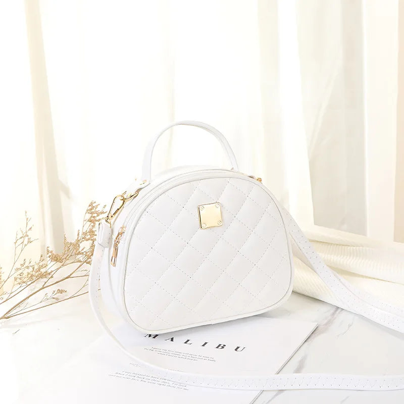 Women PU Round Shoulder Bag Crossbody Clutch Handbag
