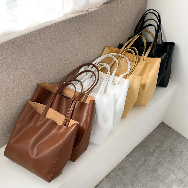 Women Bag Textured Large-capacity Totes Japan Shopping Shoulder Handbags