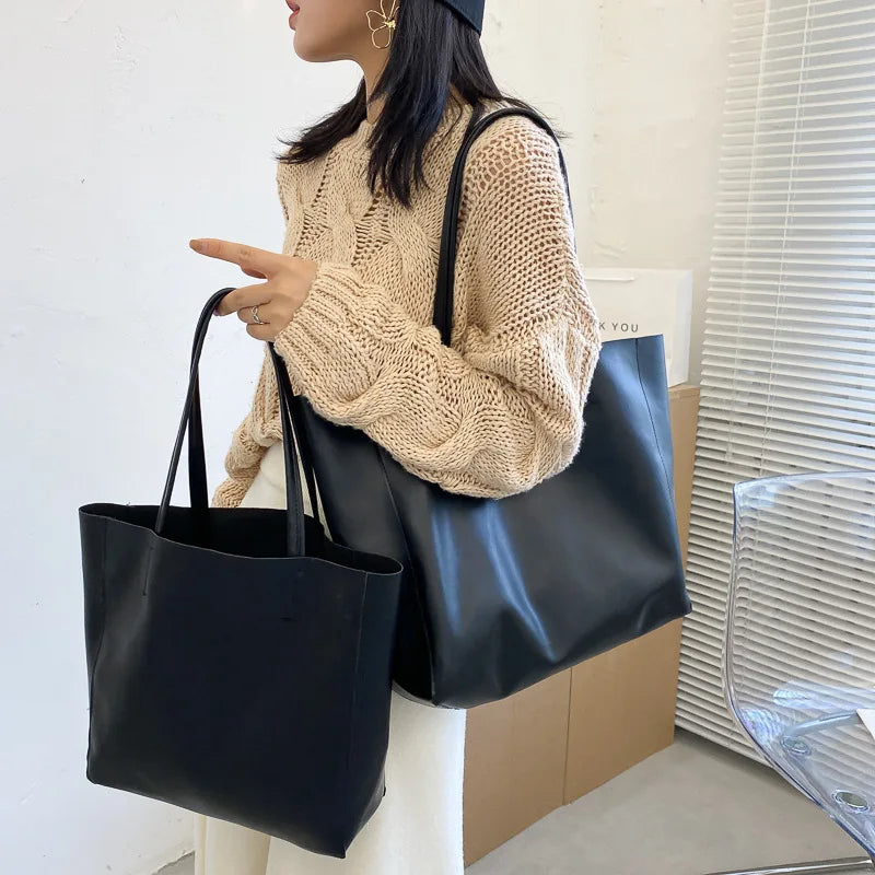 Women Bag Textured Large-capacity Totes Japan Shopping Shoulder Handbags