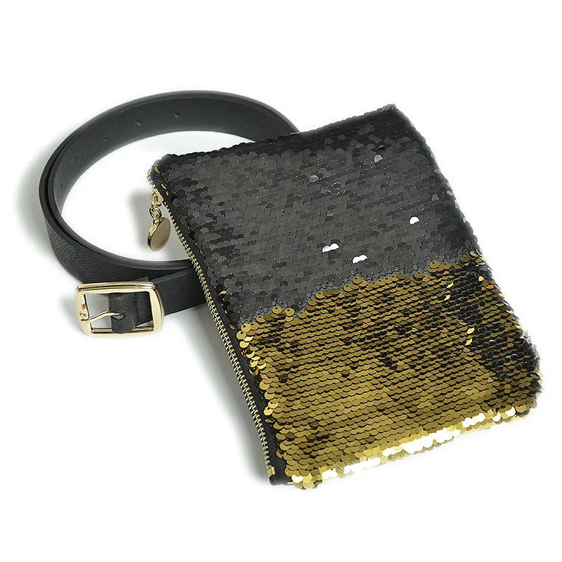 Sequined Crossbody Bag Chain Bag Waist Packs