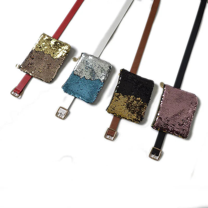 Sequined Crossbody Bag Chain Bag Waist Packs