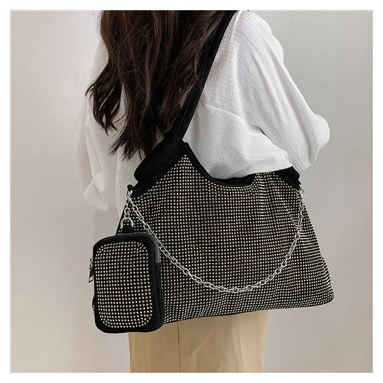 Women Diamond Handbag Large Capacity Shoulder Tote Ladies Crossbody Bag