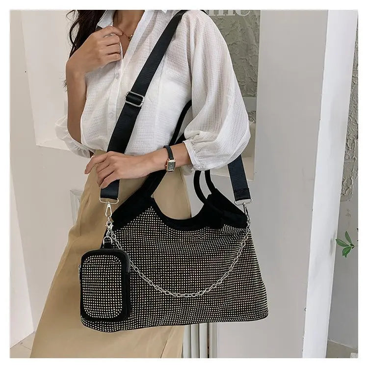Women Diamond Handbag Large Capacity Shoulder Tote Ladies Crossbody Bag