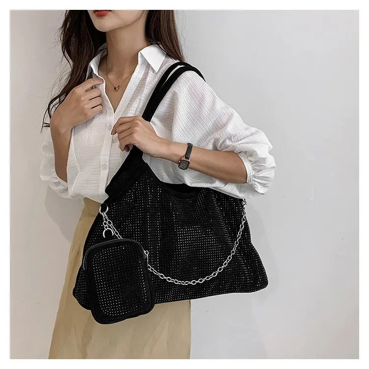 Women Diamond Handbag Large Capacity Shoulder Tote Ladies Crossbody Bag