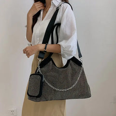 Women Diamond Handbag Large Capacity Shoulder Tote Ladies Crossbody Bag