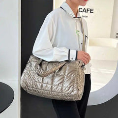 Women Bright Space Cotton Handbag Female Solid Shoulder Messenger Bag