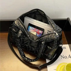 Women Bright Space Cotton Handbag Female Solid Shoulder Messenger Bag