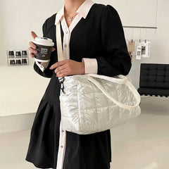 Women Bright Space Cotton Handbag Female Solid Shoulder Messenger Bag