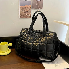 Women Bright Space Cotton Handbag Female Solid Shoulder Messenger Bag