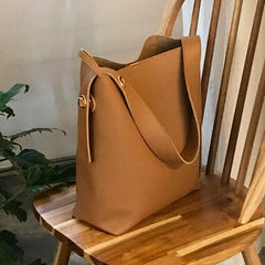Women Bucket Bag PU Leather Shoulder Bag Handbags Casual Large Totes