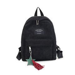 Canvas Tassel School Bags Travel Shoulder Backpack Large Capacity Rucksack