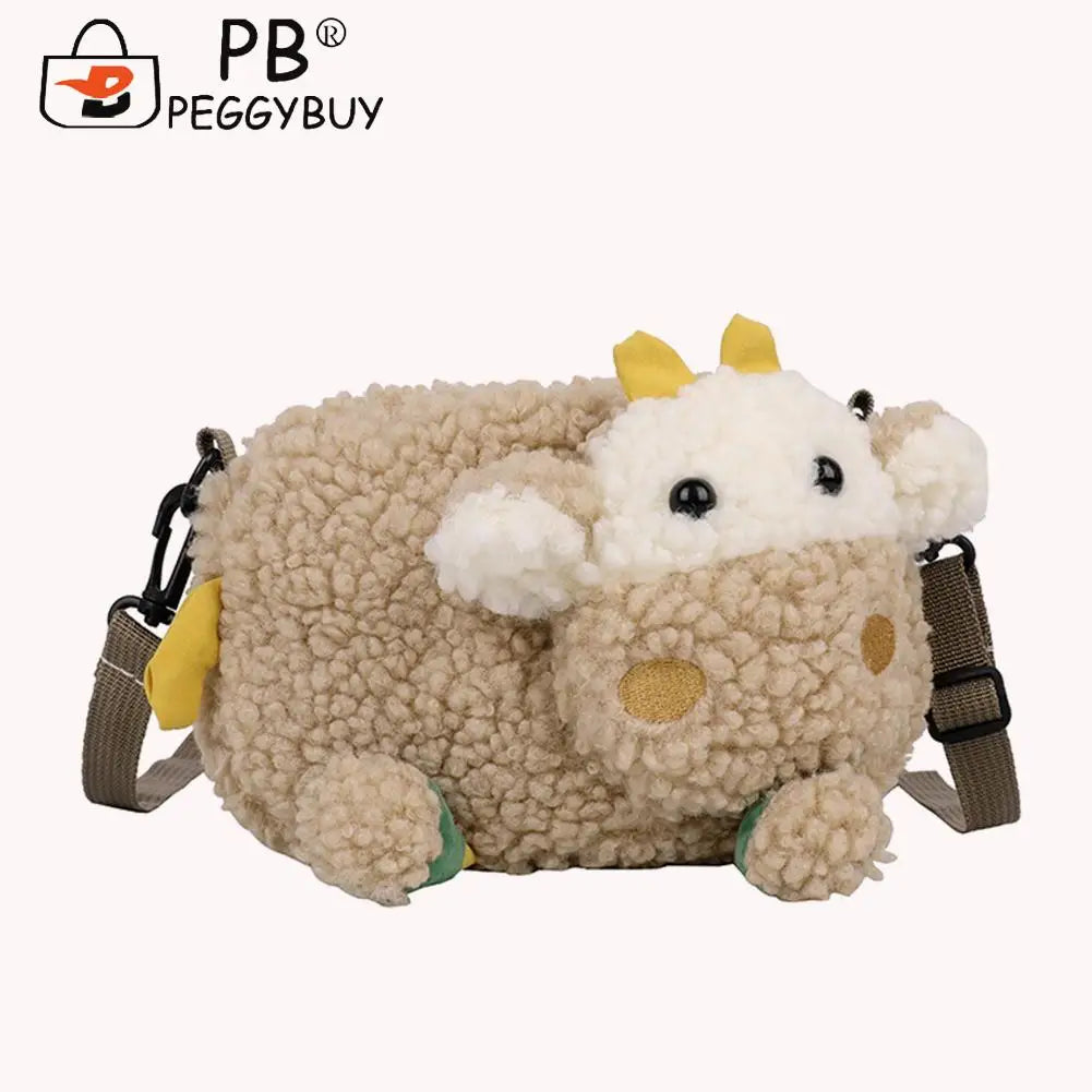 Women Cartoon Messenger Bags Casual Female Soft Plush Zipper Crossbody Bags