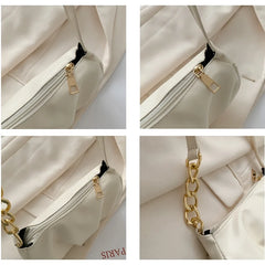 Women Chain Shoulder Bag Zipper PU Handbag