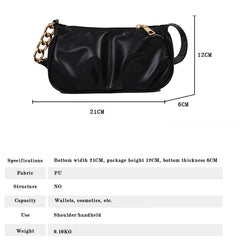 Women Chain Shoulder Bag Zipper PU Handbag