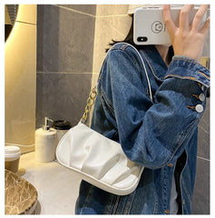 Women Chain Shoulder Bag Zipper PU Handbag