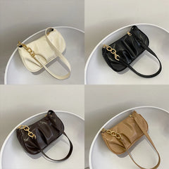 Women Chain Shoulder Bag Zipper PU Handbag