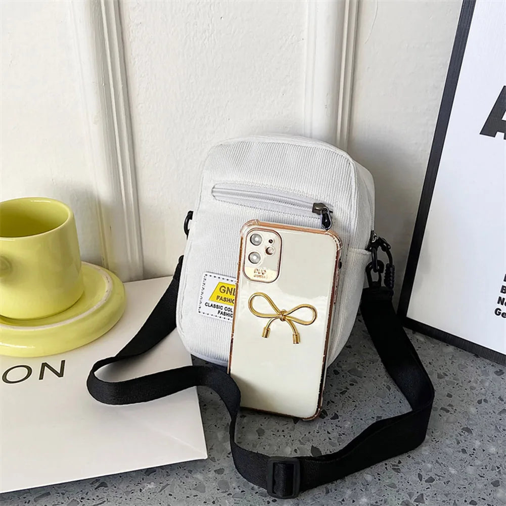 Women Corduroy Crossbody Bag Autumn Winter Soft Shopper Bag