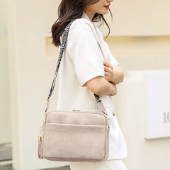 Small Square Crossbody Bag with Tassels and Wide Strap