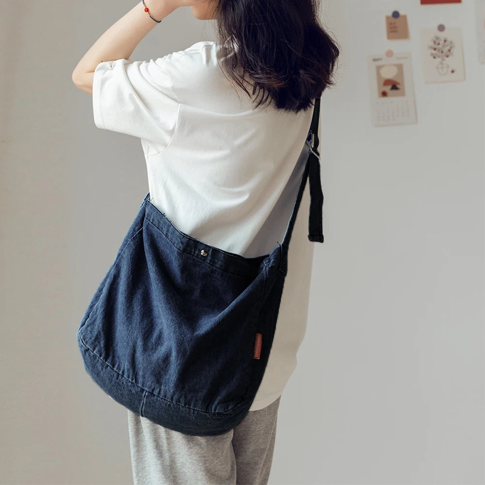 Women Denim Crossbody Bag Harajuku Shoulder Handbags Large Capacity