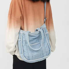 Women Denim Handbag Purse Shoulder Crossbody Messenger Bag Large Capacity