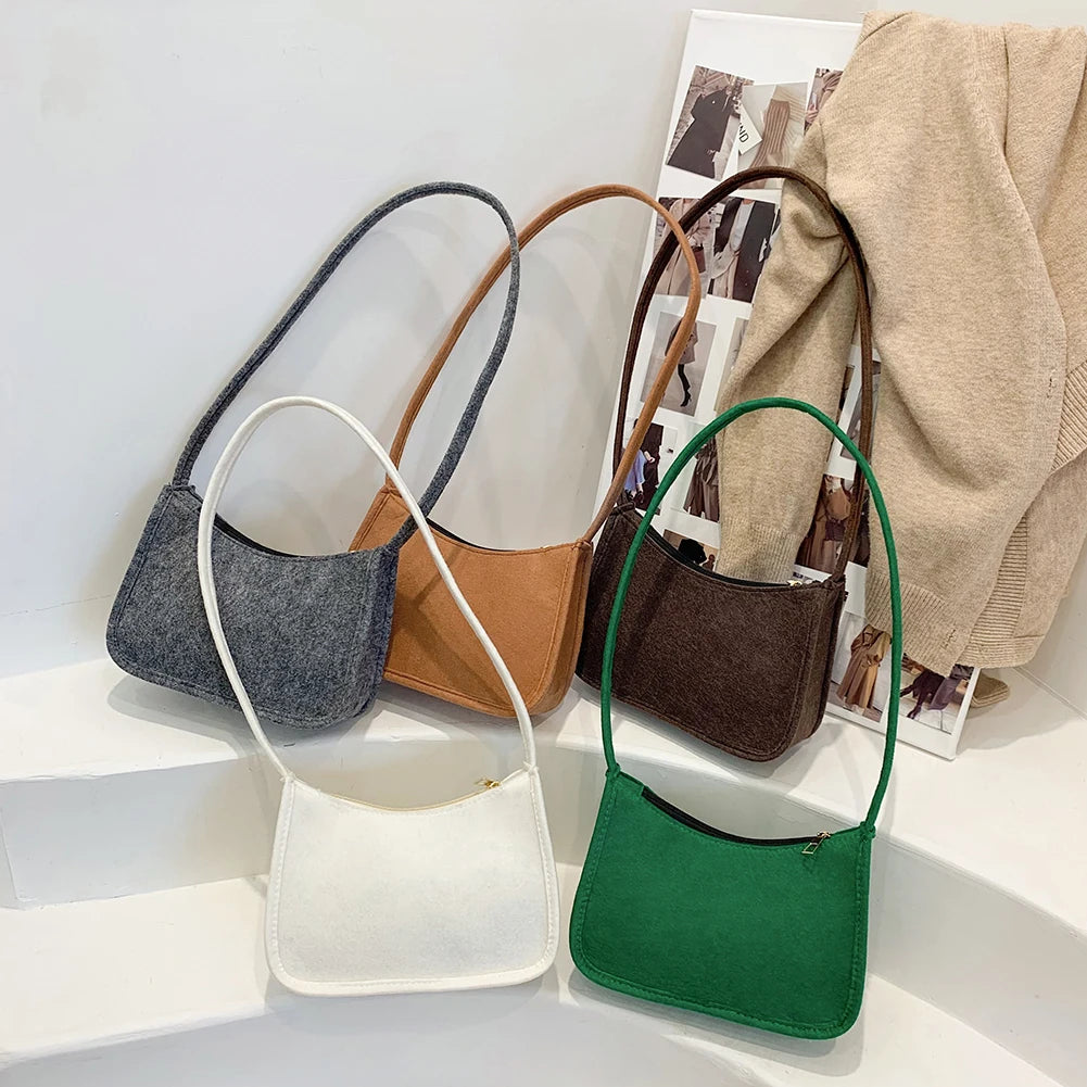 Women Felt Shoulder Bag Lady All-Match Messenger Purse for Travel