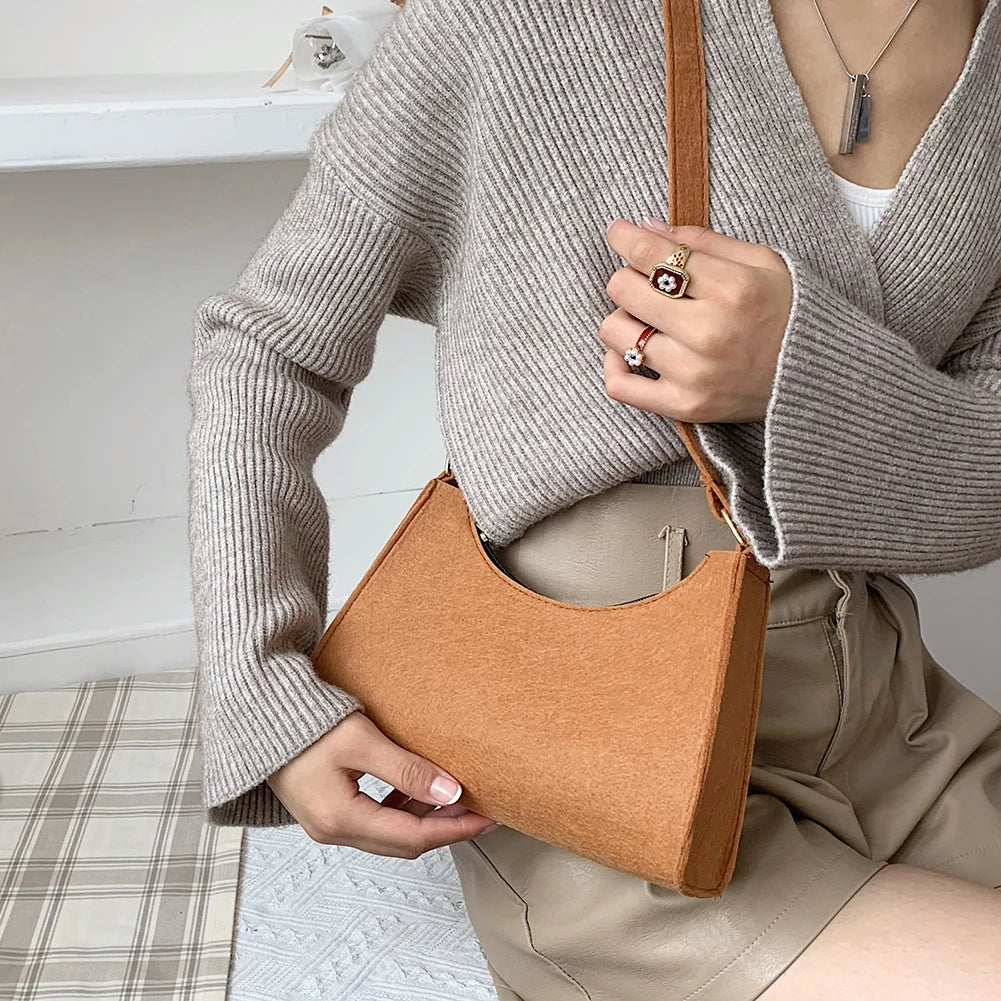 Women Solid Shoulder Bag Lady All-match Phone Messenger Bag