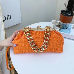 Women Crossbody Bag with Thick Chain, Evening Clutch Handbag