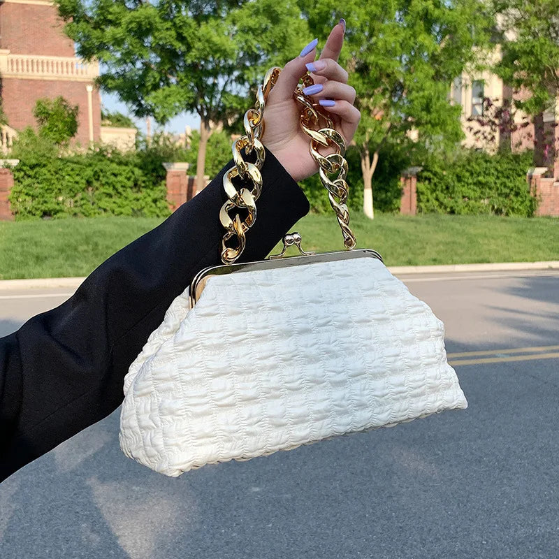 Women Crossbody Bag with Thick Chain, Evening Clutch Handbag