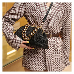 Women Crossbody Bag with Thick Chain, Evening Clutch Handbag