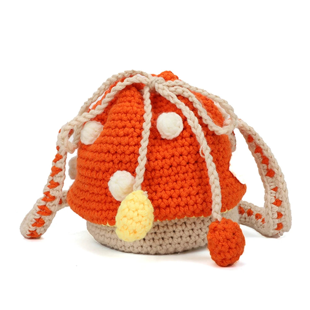 Women Knit Mushroom Crossbody Bags Female Coin Purse