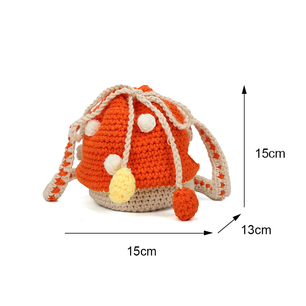 Women Knit Mushroom Crossbody Bags Female Coin Purse
