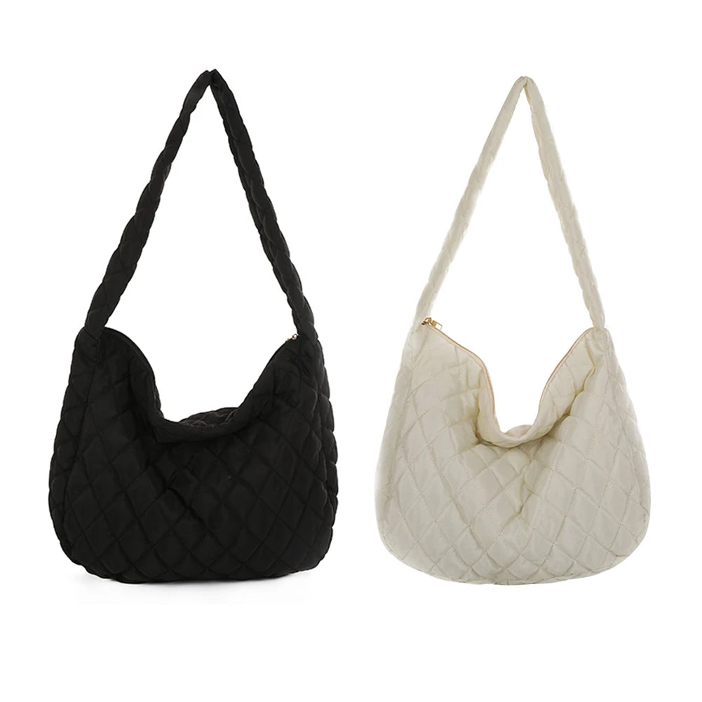 Women Lattice Solid Cloud Shoulder Bag Female Casual Quilted Crossbody Bags