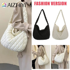 Women Lattice Solid Cloud Shoulder Winter Space Down Bag