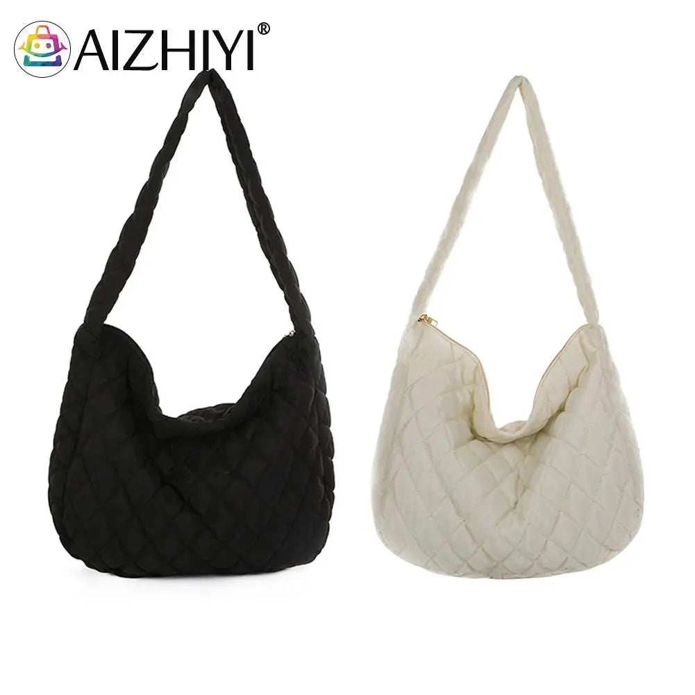 Women Lattice Solid Cloud Shoulder Winter Space Down Bag