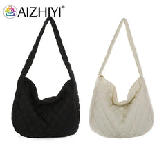 Women Lattice Solid Cloud Shoulder Winter Space Down Bag