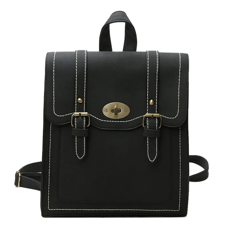 Women Leather Backpacks Urban Preppy Style School Bag for Teenage Girls