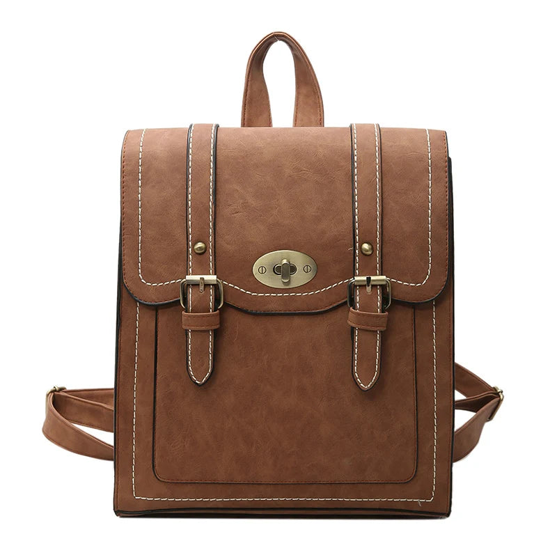 Women Leather Backpacks Urban Preppy Style School Bag for Teenage Girls