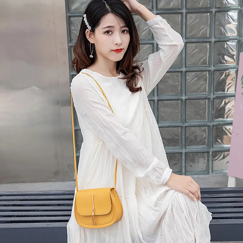 Women Leather Crossbody Shoulder Bags Solid Handbags Messenger Strap Bags