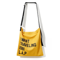 Women Letter Canvas Handbag Casual Travel Tote Shoulder Bag