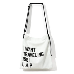 Women Letter Canvas Handbag Casual Travel Tote Shoulder Bag