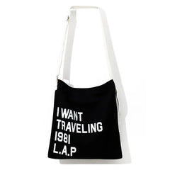 Women Letter Canvas Handbag Casual Travel Tote Shoulder Bag