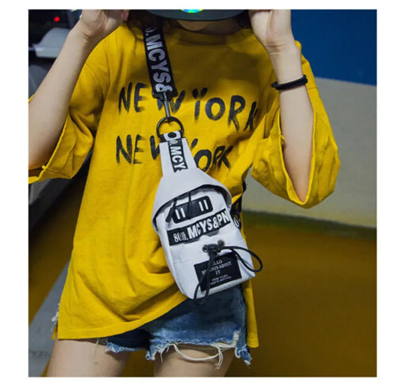 Women Letter Pattern Chest Bag Lady Nylon Handbag Style