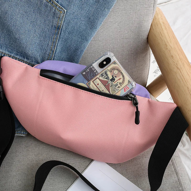 Women Canvas Chest Pack Leisure Pocket Hip Hop Waist Bag