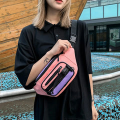 Women Canvas Chest Pack Leisure Pocket Hip Hop Waist Bag