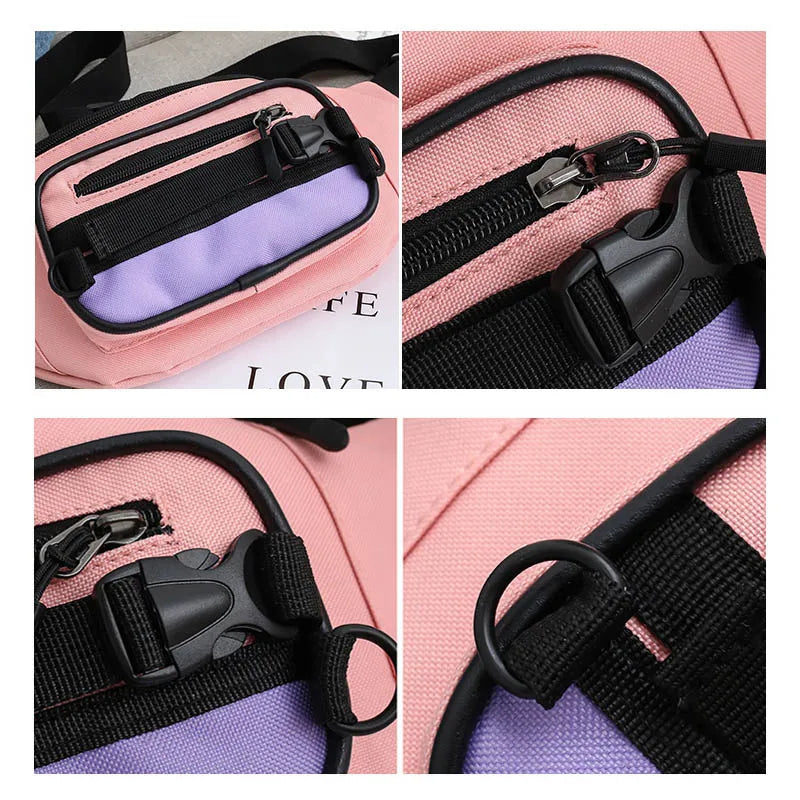 Women Canvas Chest Pack Leisure Pocket Hip Hop Waist Bag