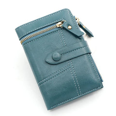 Women Matte Short Wallet PU Leather Zipper Hasp Frosted Ladies Purses