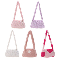 Women Messenger Bag Soft Fur Contrast Autumn Travel Handbag