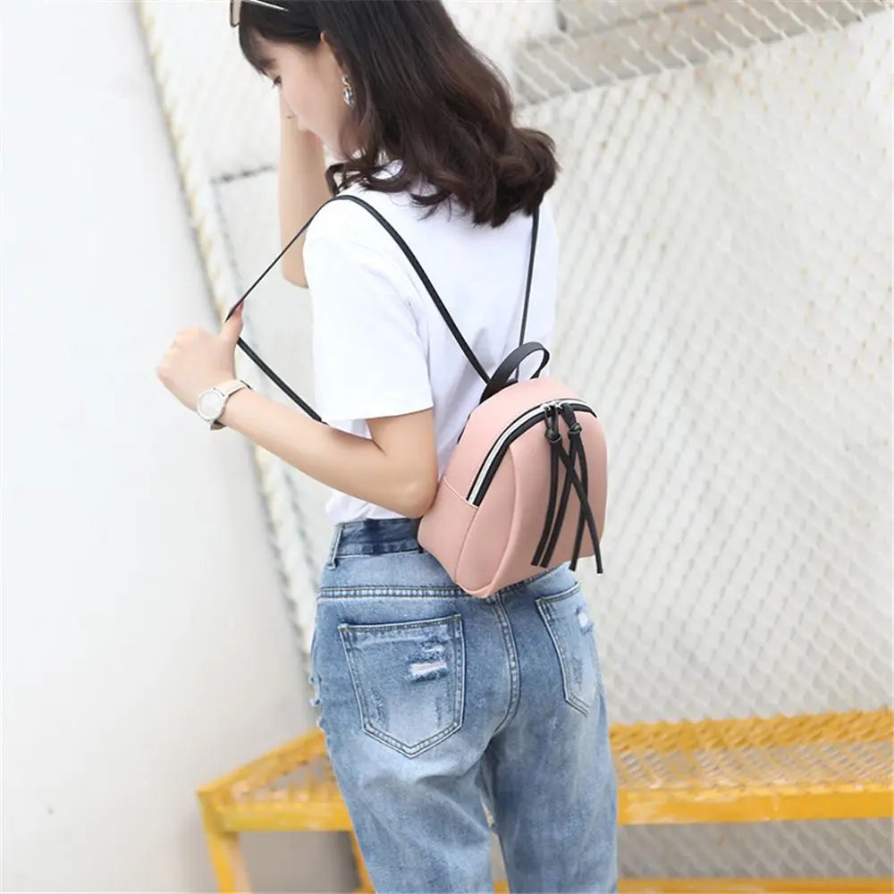 Women Mini Backpack PU Leather Student Bookbags