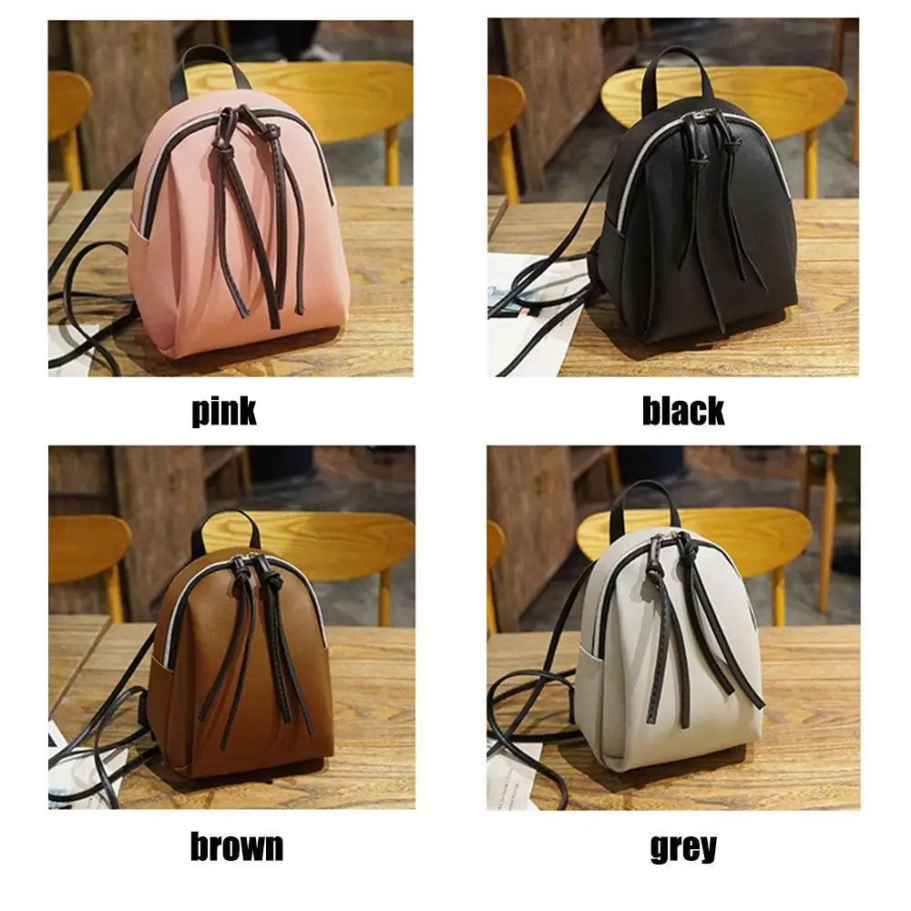Women Mini Backpack PU Leather Student Bookbags