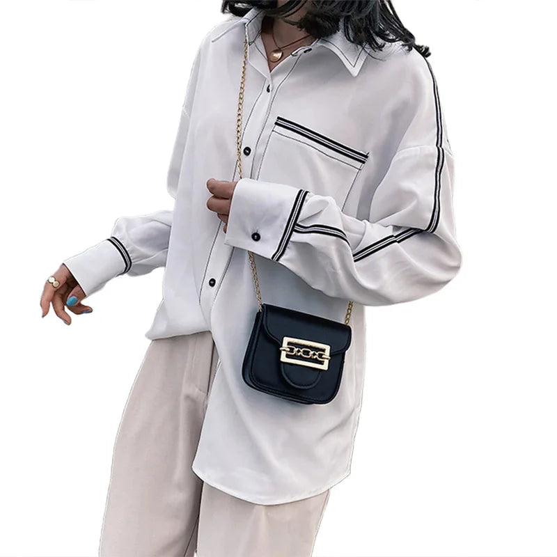 Women Mini Bag Solid Crossbody Bag PU Leather Small Square Chain Shoulder Bags